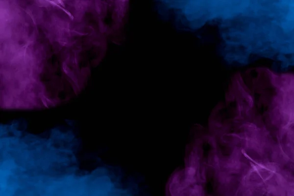 Mysteriöse Abstraktion Einer Wolke Aus Blauem Und Violettem Zigarettendampf Auf — Stockfoto