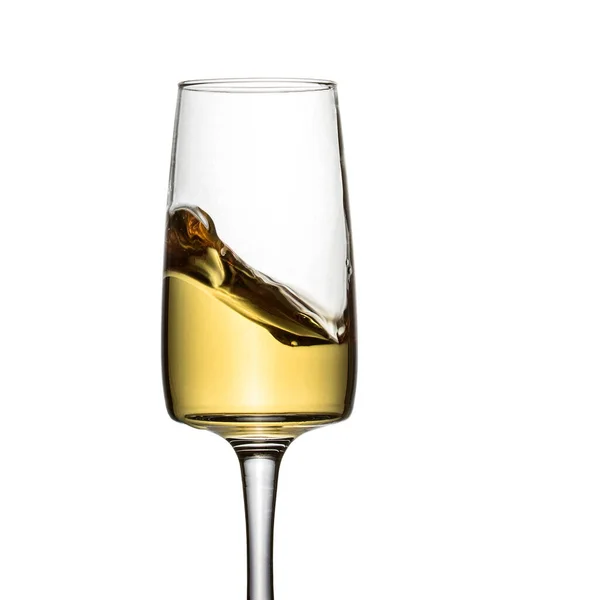 Spritzer Weißwein Einem Hohen Glas Mit Dünnem Bein Ein Isoliertes — Stockfoto