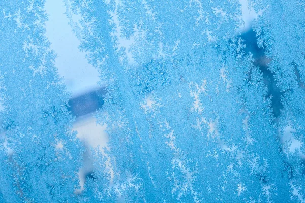 Patrones Azules Diagonales Sobre Fondo Ventana Invierno Congelado Para Diseño — Foto de Stock