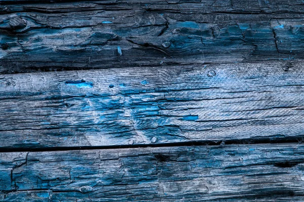 Fantastyczne Niebieskie Drewno Tekstury Ciemnymi Krawędziami Wzorów Pęknięć Tła Projektowania — Zdjęcie stockowe