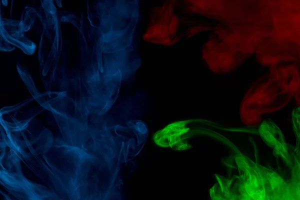 Чарівні Візерунки Сформовані Хмарами Різнокольорової Сигаретної Пари Крупним Планом Темному — стокове фото