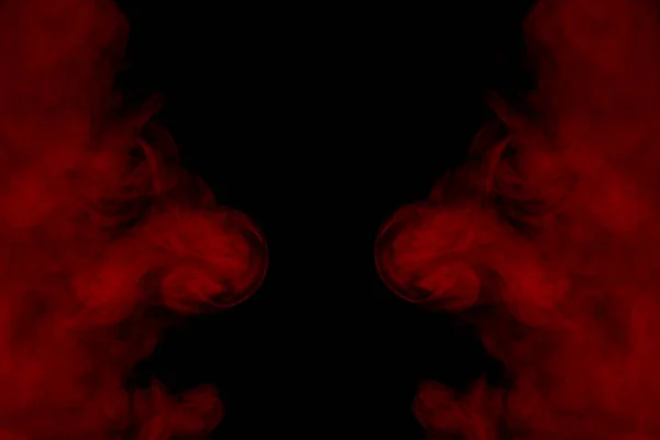 Červená Mystické Vzory Cigaretové Páry Zblízka Černém Pozadí Mystické Abstrakce — Stock fotografie