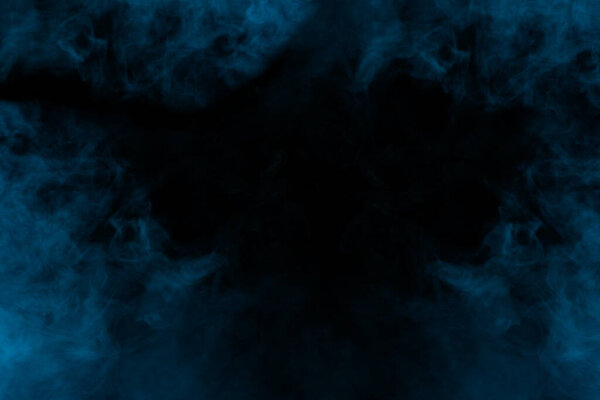 mystical blue steam bewitching clouds on a dark background abstraction for design concept smoking