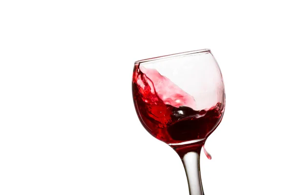 Vin Rouge Vif Dans Verre Belle Éclaboussure Semblable Une Vague — Photo