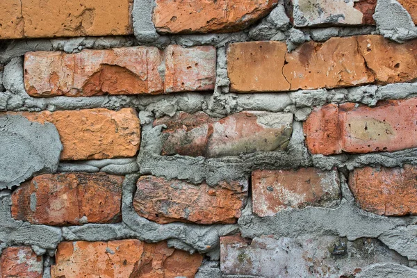 Heldere Textuur Van Een Oude Rode Bakstenen Muur Met Scheuren — Stockfoto