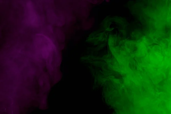 Zöld Lila Misztikus Kísérteties Cigaretta Gőz Másvilági Minták Sötét Háttérrel — Stock Fotó
