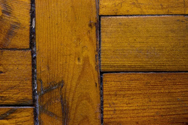 線のパターンを持つ黄色の木製の床板は デザインのためのグランジの背景を閉じます — ストック写真