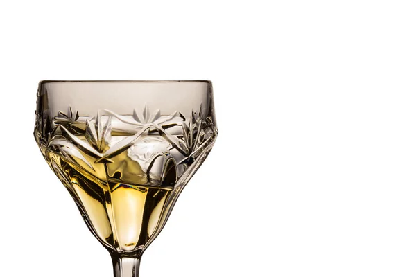 Appetitoso Vino Bianco Bicchiere Sfondo Bianco Deliziosa Bevanda Alcolica Base — Foto Stock