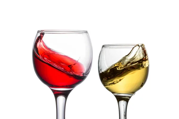 Éclats Magiques Différents Vins Rouge Blanc Dans Des Verres Transparents — Photo