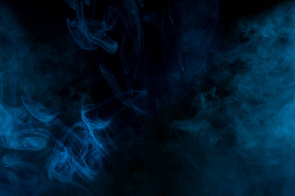 Mystical background for design mysterious patterns of blue steam thick and mystical clouds smoking concept