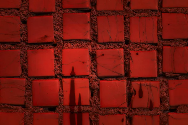 Mystische Rote Textur Von Quadratischen Vintage Fliesen Nahaufnahme Mit Mysteriösen — Stockfoto