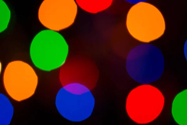 Okrągłe Światła Niewyraźne Girlandy Tradycja Zimowych Wakacji Tło Dla Projektowania — Zdjęcie stockowe