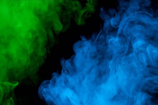 Brillante Abstracción Azul Verde Sobre Fondo Oscuro Nubes Misteriosas Humo —  Fotos de Stock