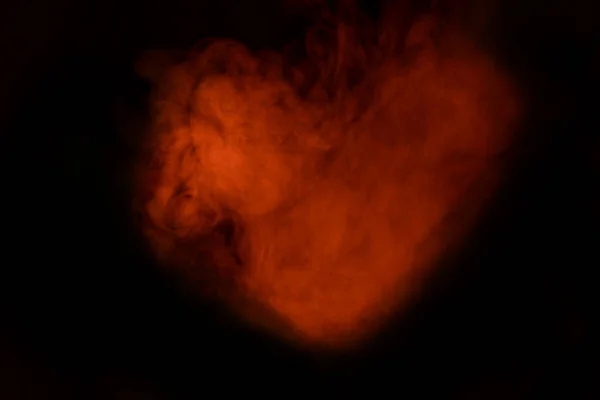 Orange Glowing Heart Cigarette Vapor Dark Background Colored Smoking Concept — Stock Photo, Image