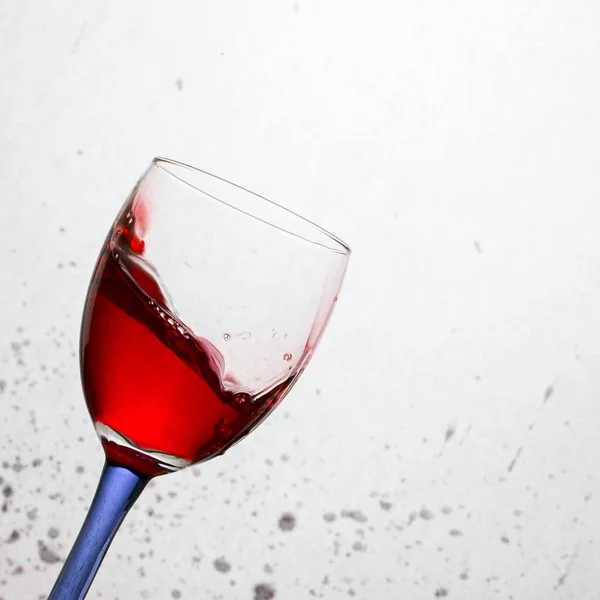 Wine Splashes Tilted Glass Colored Leg Gray Abstract Background Spots — Stock Photo, Image