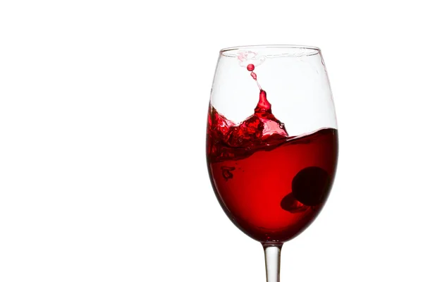 Exciting Wave Splash Red Wine Glass White Background Closeup Concept — Stock Photo, Image