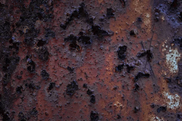 Dark Mysterious Texture Rusty Metal Coated Thin Layer Partially Stripped — Stock Photo, Image