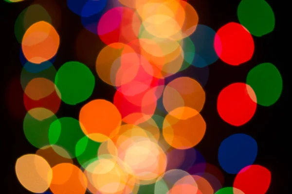 Luces Brillantes Multicolores Guirnaldas Navidad Concepto Borroso Fondo Vacaciones Invierno — Foto de Stock