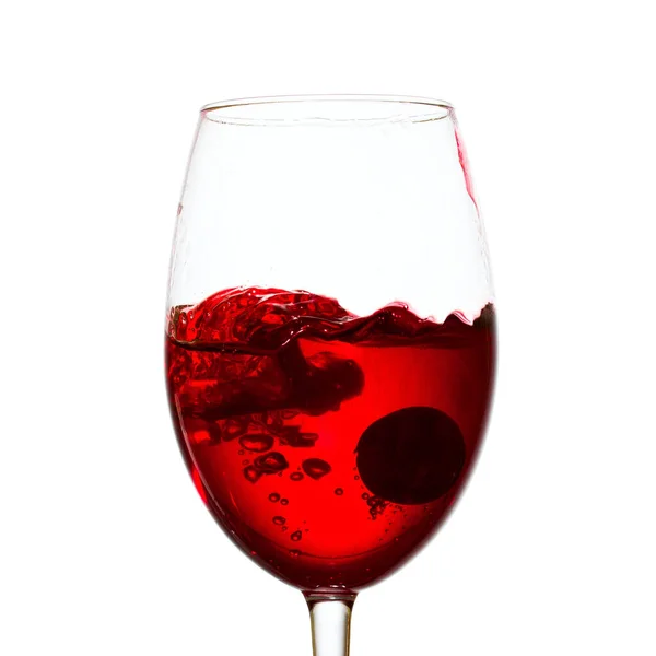 Vin Dans Verre Avec Raisin Foncé Sur Fond Blanc Concept — Photo