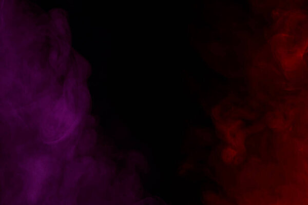 Purple and red cigarette vapor thick mystical clouds are like night fog Halloween concept and mystics abstraction for design