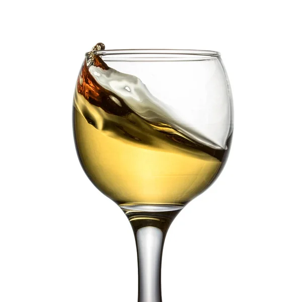 High Splash Wine Edge Glass Transparent Glass Isolated White Background — Stock Photo, Image