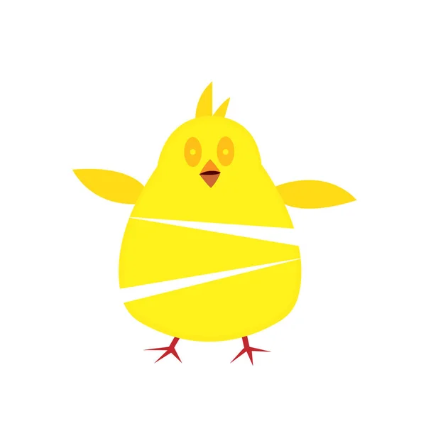 鶏と農場の白い背景の概念に鶏の明るい黄色の鳥のロゴオブジェクト — ストックベクタ