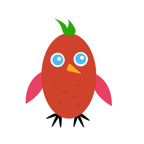Красный Милый Птица Оранжевым Клювом Круглые Голубые Глаза Животного Природы — стоковый вектор
