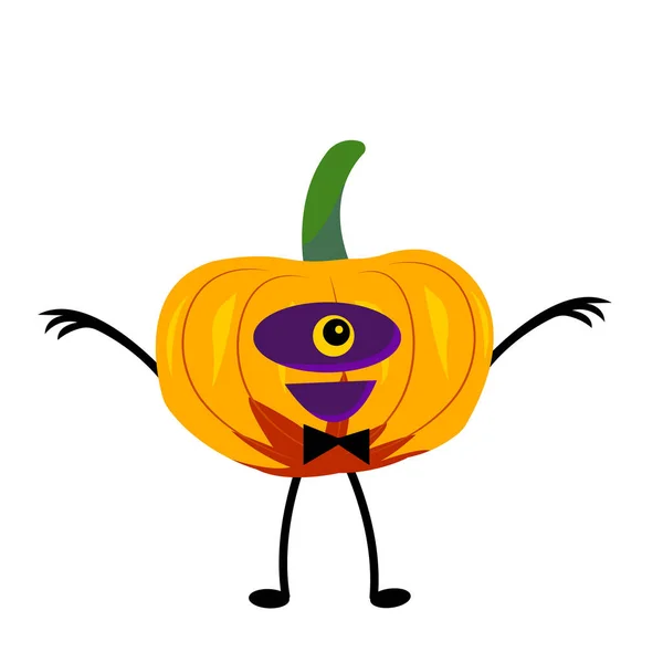 Pompoen Stripfiguur Monster Cyclops Een Eng Pose Halloween Concept Mystiek — Stockvector