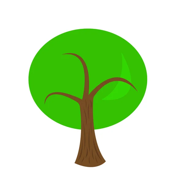 Árbol Del Bosque Con Gran Copa Verde Ramas Finas Afiladas — Vector de stock