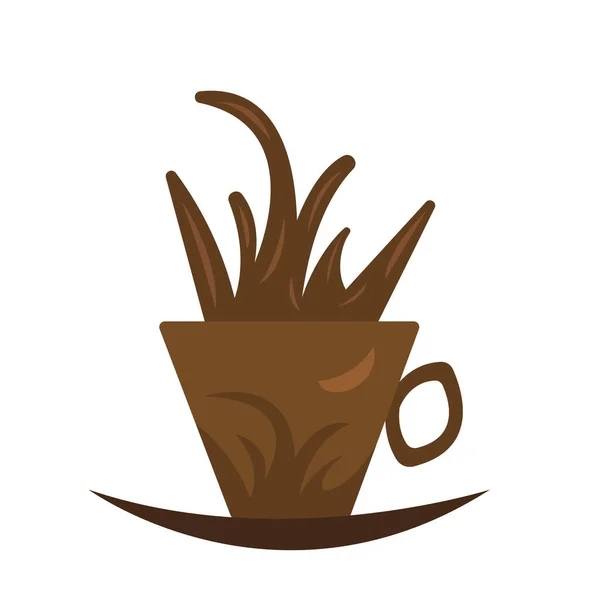 Кофе Высоким Всплеском Популярного Напитка Коричневой Чашке Художественным Рисунком Объекта — стоковый вектор
