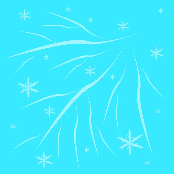 Σχέδια Πάγου Μπλε Παγωμένο Παράθυρο Όμορφη Νιφάδες Χιονιού Υφή Closeup — Διανυσματικό Αρχείο