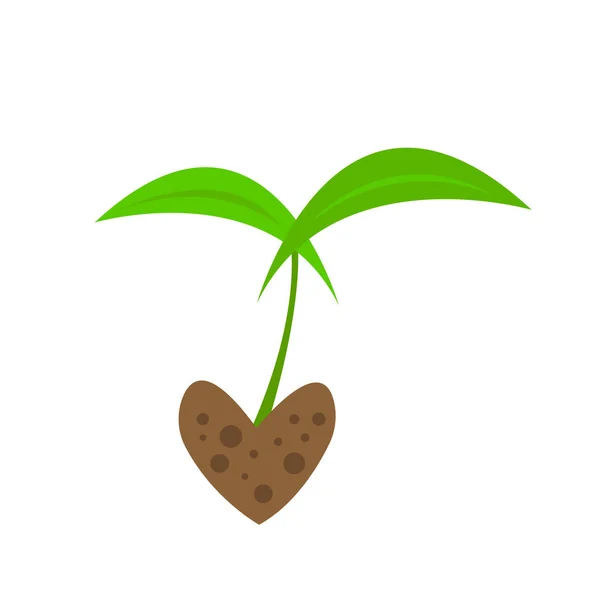 Broto Verde Solo Forma Objeto Conceito Jardinagem Colheita Coração Logotipo —  Vetores de Stock