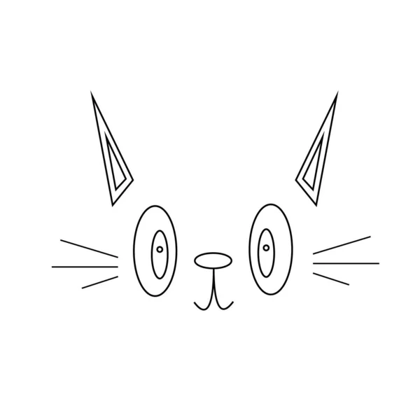 Gato Bonito Sorridente Desenho Animado Personagem Esboço Fundo Branco Orelhas —  Vetores de Stock