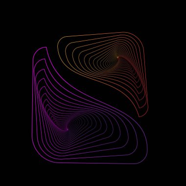 Tasarım için siyah bir arkaplan duvar kağıdındaki işletim sanatı tarzında soyut çok renkli desenler