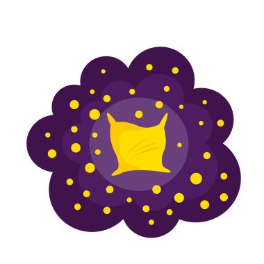 Yastık parlak uyku sembolü Gece gökyüzünde altın yıldızların etrafında