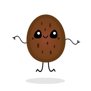 Tatlı bir gülüşü ve siyah gözleri olan patates. Beyaz arka planda popüler bir tarım ve yiyecek nesnesi konsepti.