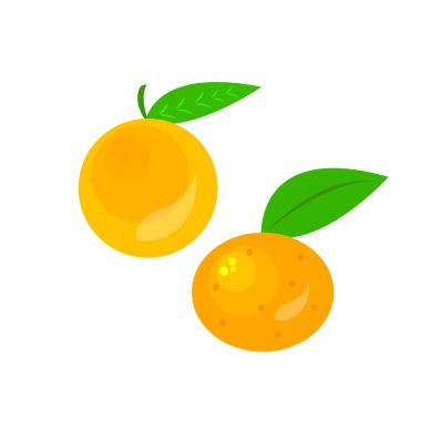 turuncu ve mandalina sağlıklı ve yeşil yapraklı meyveler beyaz arka plan gıda kavramında nesneler