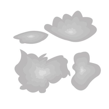 Sigara dumanı bulutları, sigara ve kirlilik tasarımı için beyaz arkaplan nesneleri üzerinde çeşitli desenler oluşturur..