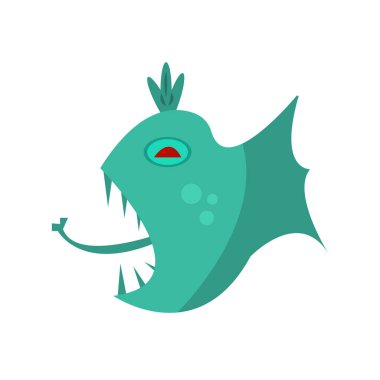 Cadılar bayramı tıp konsepti için keskin dişli yırtıcı balık karakteri