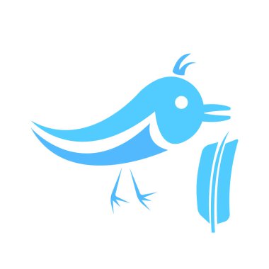 Beyaz arka plan hayvan kavramına ait doğal logo mavi kuş ve tüy nesnesi