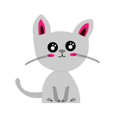 beyaz arka planda oturan gri kedi yavrusu sevimli ve komik evcil hayvanlar konsepti