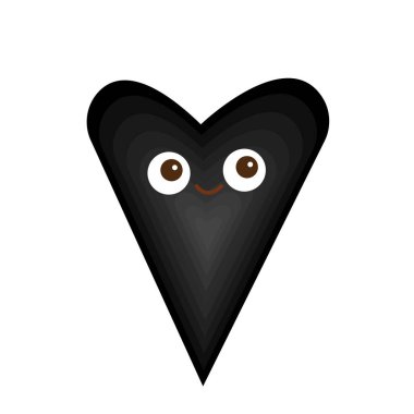 kalp şeklinde ayçiçeği tohumu çizgi film karakteri tatlı bir gülümsemesi ve yuvarlak kahverengi gözlü beyaz arka planda tarım ve yiyecek objesi kavramı