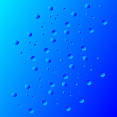 Doğal element tasarımı için mavi arkaplan üzerinde şeffaf su damlaları
