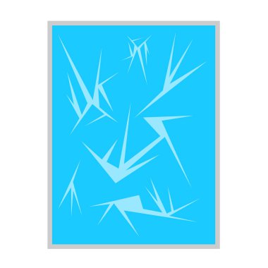 Çatlaklar şeklinde donmuş buz kalıpları. Parlak mavi bir bardakta. Kış soyutlaması. Soğuk ve doğa kavramı..