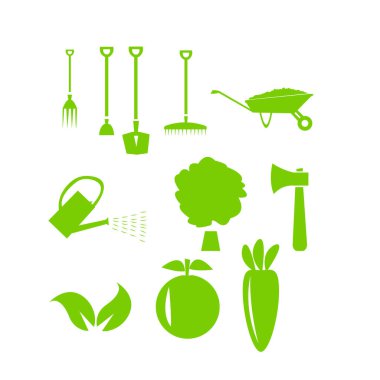 Bahçecilik ve bitkiler için beyaz arka plan tarım ve tarım kavramı üzerine araçlar