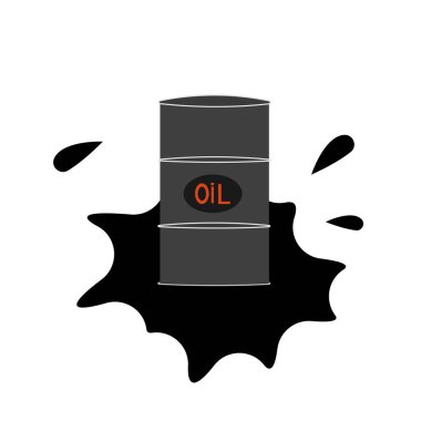 Endüstri konseptinde uçan yağ varilleri ve damlacıklar Beyaz arka planda nesne