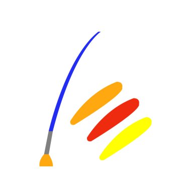 boya fırçası ve parlak renkli desenler sanat ve okul malzemeleri konsepti