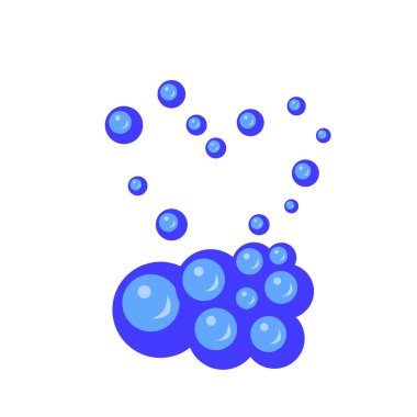 Temizlik ve hijyen tasarım konsepti için mavi ve parlak sabun köpükleri logosu