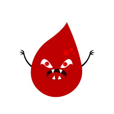 Kan damlası hayalet geniş açık ağız keskin pençeler ile Cadılar Bayramı kavramı nesne beyaz arka planda tasarım için