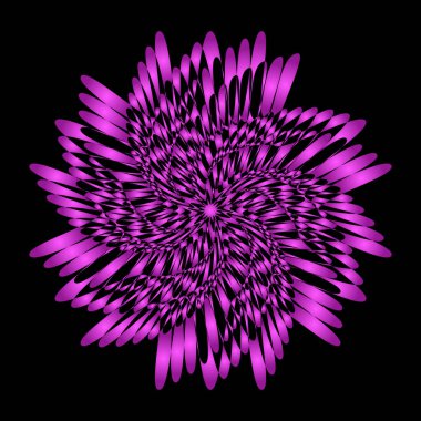 Mor fantastik çiçek şekilli desen siyah bir arka planda yaratıcı tasarım konsepti için büyüleyici mistik bitki nesnesi